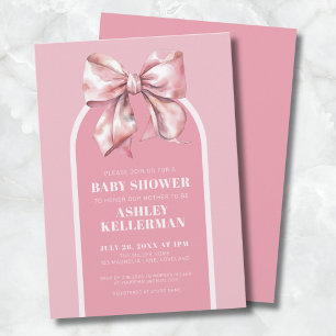 Cute Roze Strik Baby Shower Kaart