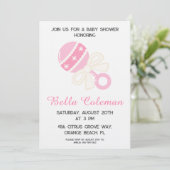 cute roze strik baby shower uitnodiging (Staand voorkant)