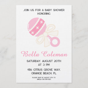 cute roze strik baby shower uitnodiging