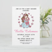 cute roze strik baby shower uitnodiging (Staand voorkant)