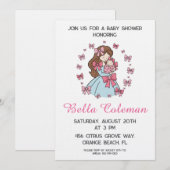 cute roze strik baby shower uitnodiging (Voorkant / Achterkant)