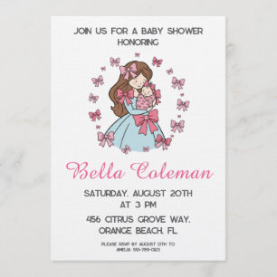 cute roze strik baby shower uitnodiging