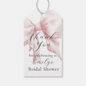 Cute Roze Strik Bruidsmeisje Uitnodiging Bedankt Cadeaulabel (Voorkant)