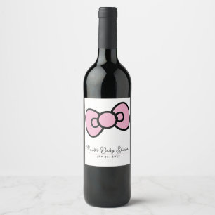 Cute Roze Strik Das Baby Shower Verjaardagsfeestje Wijn Etiket
