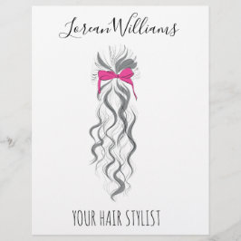 Cute Roze Strik Grijs en Wit Vlecht Haarstyling Flyer