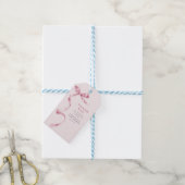 Cute Roze Strik Lint Meisje Baby Shower Cadeaulabel (Met Touw)