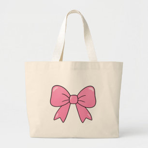 Cute Roze Strik Lint Ontwerp – Meisjesachtige Kawa Grote Tote Bag