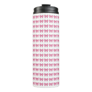 Cute Roze Strik Lint Ontwerp – Meisjesachtige Kawa Thermosbeker