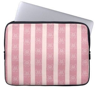 Cute Roze Strik Lint Patroon – Meisjesachtige Esth Laptop Sleeve