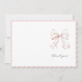 Cute Roze Strik Meisje Bedankt Kaart