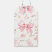 Cute roze strik patroon meisjes cadeaulabel (Achterkant)