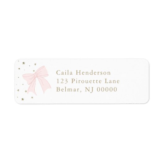 Cute Roze Strik Retouradres Etiket (Voorkant)