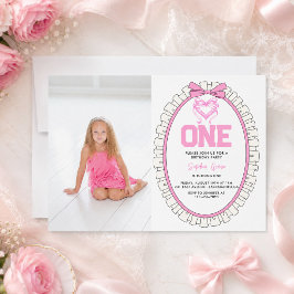 Cute Roze Strik Verjaardagsfoto Kaart