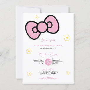 Cute Roze Strik Whimsische Baby Shower Kaart