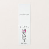 Cute Roze Strikje Grijs en Wit Vlecht Haarstyling Visitekaartje (Buitenkant ongevouwen)