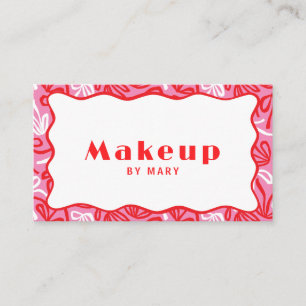 Cute Roze Strikjes & Gekartelde QR Code Make-up Ar Visitekaartje