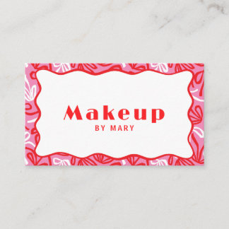 Cute Roze Strikjes & Gekartelde QR Code Make-up Ar Visitekaartje