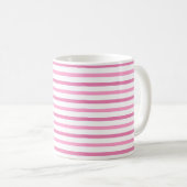 Cute roze stripes Custom Single Initiaal White Cof Koffiemok (Voorkant rechts)