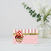 Cute roze stripes en Stippen Cupcake Bakery Biz-ka Visitekaartje (Staand voorkant)