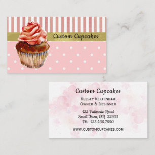 Cute roze stripes en Stippen Cupcake Bakery Biz-ka Visitekaartje
