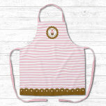 Cute roze strippaart bakken schort<br><div class="desc">Een schattige roze en witte, gestreepte koekje die schort bakken. Een schattig en retro schort. Een roze cupcake op een gescallopeerde cirkelachtergrond. Pas het met jouw naam of andere teksten aan. Kies uit 3 maten: 2 voor volwassenen en 1 voor kinderen. Een geweldig cadeau voor iedereen die graag koken! Typ...</div>
