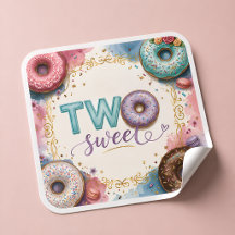 Cute Roze Strooi Donut Stickers voor Verjaardag