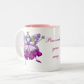 Cute roze Sugar Plum Fairies Gedrukt juweleffect Tweekleurige Koffiemok (Voorkant links)