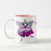 Cute roze Sugar Plum Fairies Gedrukt juweleffect Tweekleurige Koffiemok (Links)