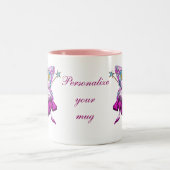 Cute roze Sugar Plum Fairies Gedrukt juweleffect Tweekleurige Koffiemok (Center)