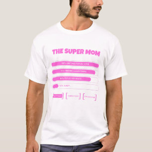 Cute Roze Super Moeder Stats T-Shirt - Esthetische