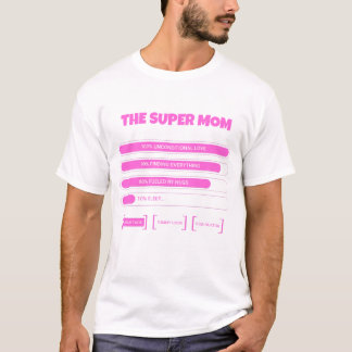 Cute Roze Super Moeder Stats T-Shirt - Esthetische