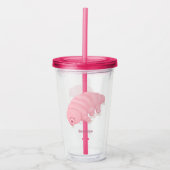Cute roze tardigrade water beer cartoon acryl drinkbeker (Voorkant)