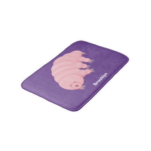 Cute roze tardigrade water beer cartoon badmat (Gekanteld)