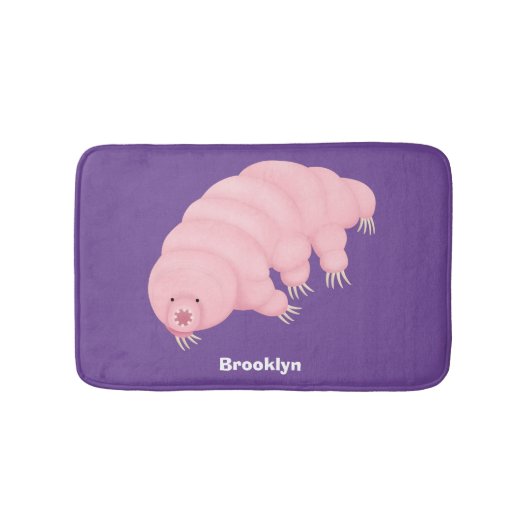 Cute roze tardigrade water beer cartoon badmat (Voorkant)