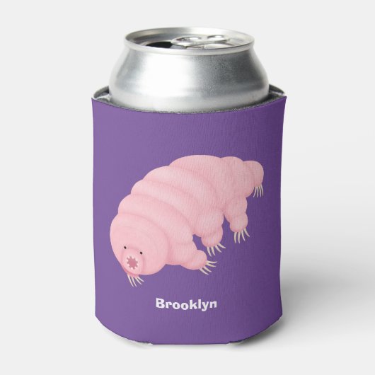 Cute roze tardigrade water beer cartoon blikjeskoeler (Blikje Voorkant)