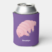 Cute roze tardigrade water beer cartoon blikjeskoeler (Blikje Achterkant)