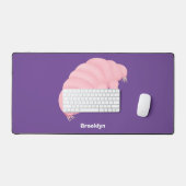 Cute roze tardigrade water beer cartoon bureaumat (Keyboard & Muis)