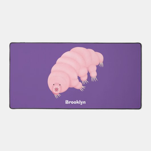 Cute roze tardigrade water beer cartoon bureaumat (Voorkant)