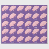 Cute roze tardigrade water beer cartoon cadeaupapier (Vlak)