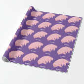 Cute roze tardigrade water beer cartoon cadeaupapier (Uitgerold)