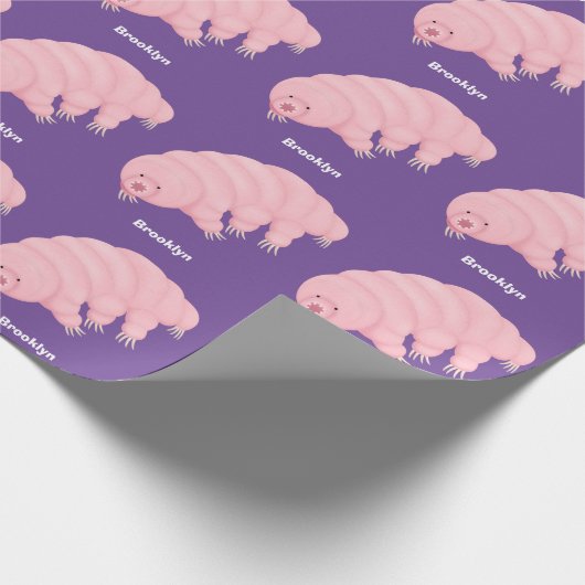 Cute roze tardigrade water beer cartoon cadeaupapier (Hoek)