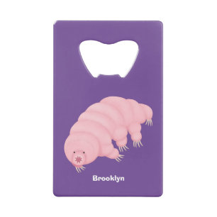 Cute roze tardigrade water beer cartoon creditkaart flessenopener
