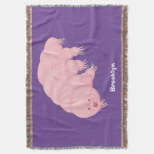 Cute roze tardigrade water beer cartoon deken (Voorkant Verticaal)