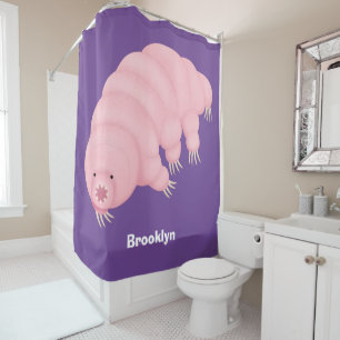 Cute roze tardigrade water beer cartoon douchegordijn
