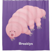 Cute roze tardigrade water beer cartoon douchegordijn (Voorkant)