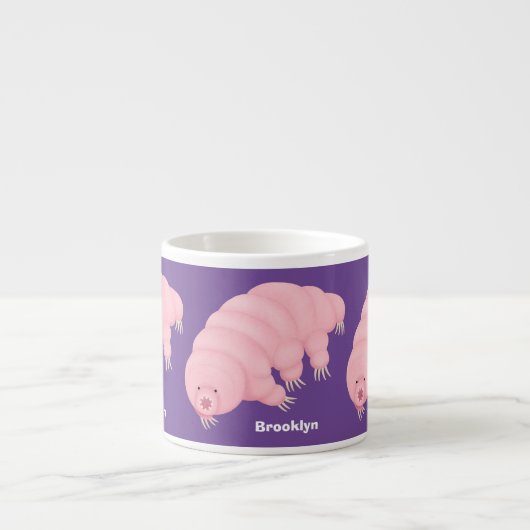 Cute roze tardigrade water beer cartoon espresso kop (Voorkant)