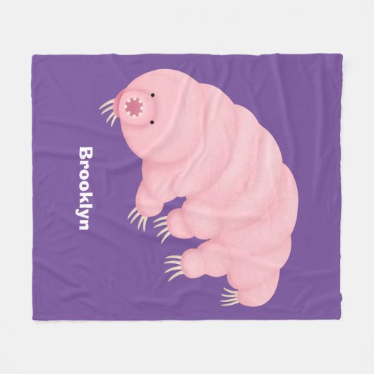 Cute roze tardigrade water beer cartoon fleece deken (Voorkant (Horizontaal))