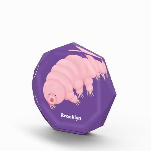 Cute roze tardigrade water beer cartoon fotoblokken (Rechts)
