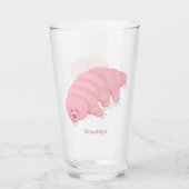 Cute roze tardigrade water beer cartoon glas (Achterkant)