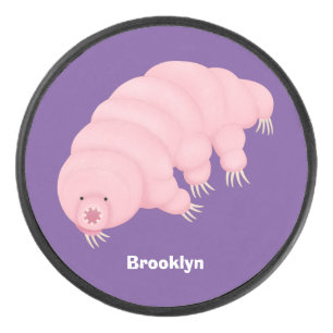 Cute roze tardigrade water beer cartoon hockey puck